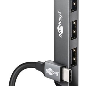 GOOBAY USB hub 74457, 4x θυρών, USB 3.2, 5Gbps, USB-C σύνδεση, γκρι