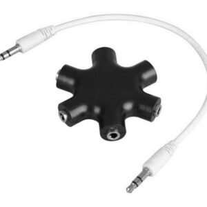 POWERTECH αντάπτορας 6x 3.5mm θηλυκό CAB-J054, με καλώδιο 3.5mm, μαύρος