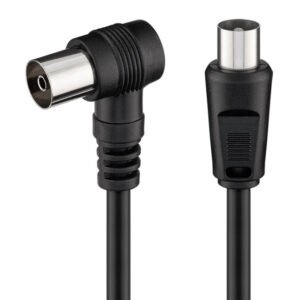 POWERTECH καλώδιο κεραίας RF αρσενικό - RF θηλυκό CAB-V041, γωνιακό, μαύρο, 1.5m