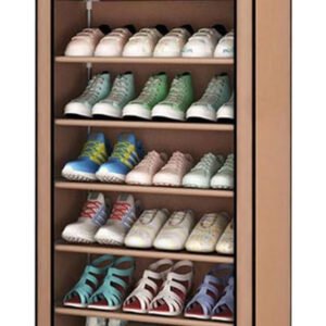 HOME USE υφασμάτινη παπουτσοθήκη HUH-0221 με 9 ράφια, 57x28x160cm, καφέ