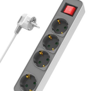 POWERTECH πολύπριζο ασφαλείας PT-1056, 4x schuko, 16A, 1.4m, λευκό